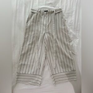 Striped Wide Leg Capri Pants